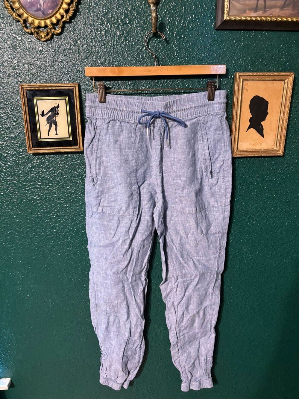 Athleta 100% Linen Blue Pants Sz 2